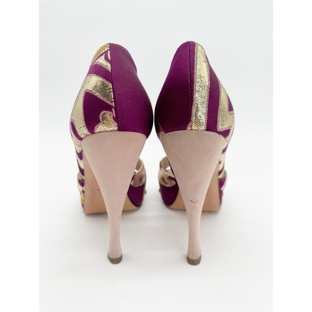 Christian Dior Vintage Y2K Metallic Brocade D'Orsay Platform Pumps Heels EU 38 - Picture 10 of 13